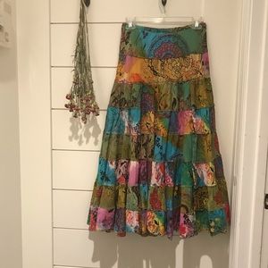 Boho/Hippie Bila Multi-Colored Prairie Skirt, Size S